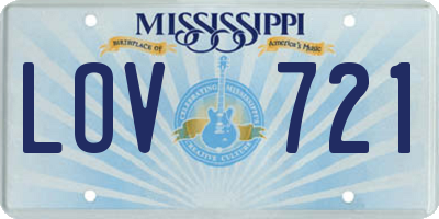MS license plate LOV721