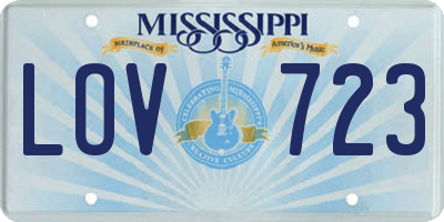 MS license plate LOV723