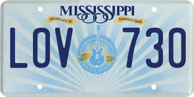 MS license plate LOV730