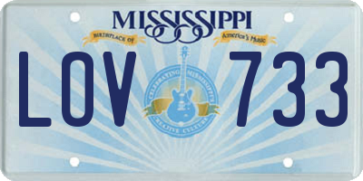 MS license plate LOV733