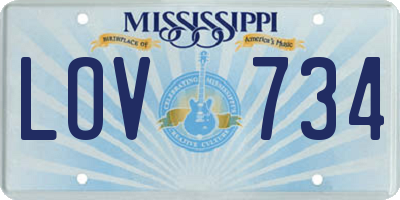 MS license plate LOV734