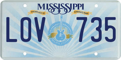 MS license plate LOV735