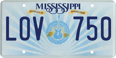 MS license plate LOV750