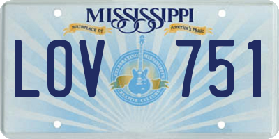 MS license plate LOV751