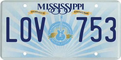 MS license plate LOV753
