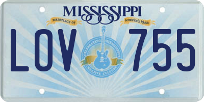 MS license plate LOV755