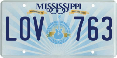 MS license plate LOV763