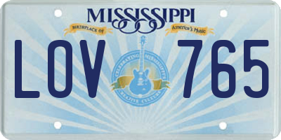 MS license plate LOV765