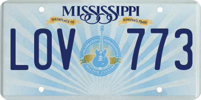 MS license plate LOV773