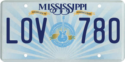 MS license plate LOV780