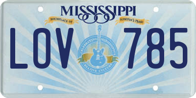 MS license plate LOV785