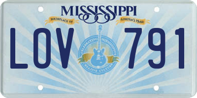 MS license plate LOV791