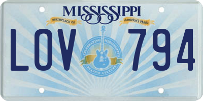 MS license plate LOV794