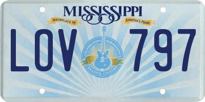 MS license plate LOV797