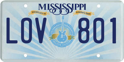MS license plate LOV801