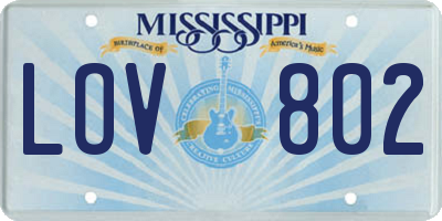 MS license plate LOV802