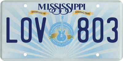 MS license plate LOV803
