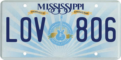 MS license plate LOV806