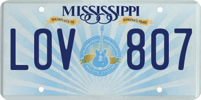 MS license plate LOV807