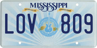 MS license plate LOV809