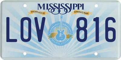 MS license plate LOV816