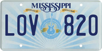 MS license plate LOV820