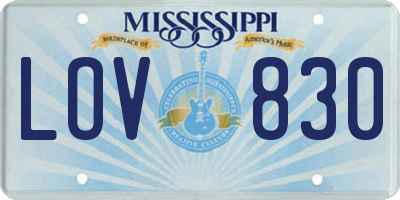 MS license plate LOV830