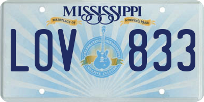MS license plate LOV833