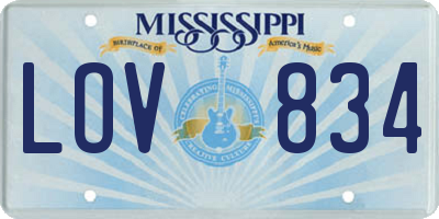 MS license plate LOV834