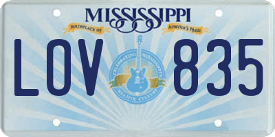 MS license plate LOV835
