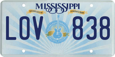 MS license plate LOV838