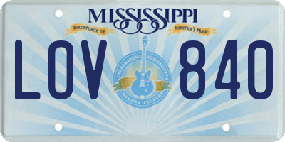 MS license plate LOV840