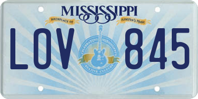MS license plate LOV845