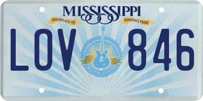 MS license plate LOV846