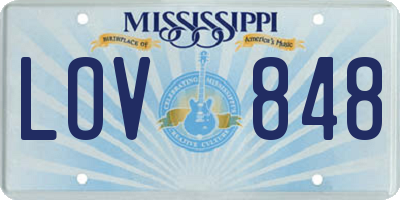 MS license plate LOV848