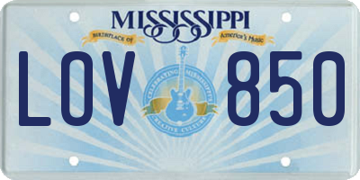 MS license plate LOV850