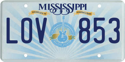 MS license plate LOV853