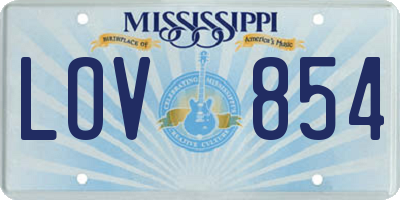 MS license plate LOV854