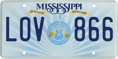 MS license plate LOV866