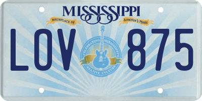 MS license plate LOV875