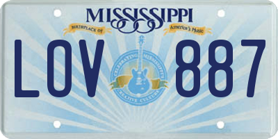 MS license plate LOV887