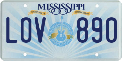 MS license plate LOV890