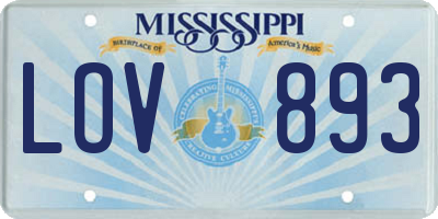 MS license plate LOV893