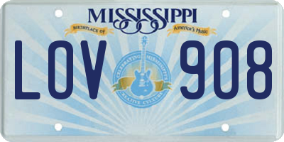 MS license plate LOV908