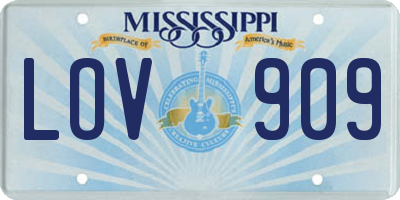 MS license plate LOV909