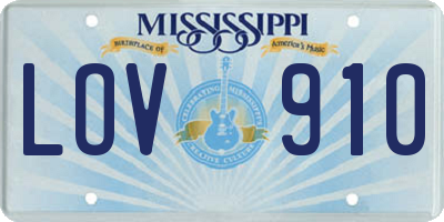 MS license plate LOV910