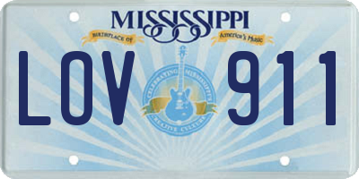MS license plate LOV911