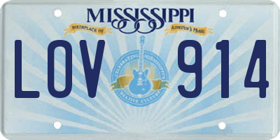 MS license plate LOV914