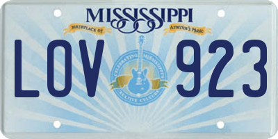 MS license plate LOV923