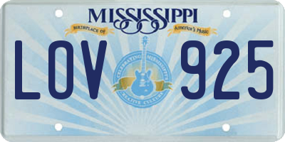 MS license plate LOV925